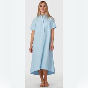 Livro City Dress Cotton Midi Shirt Dress Light Blue Size S Small